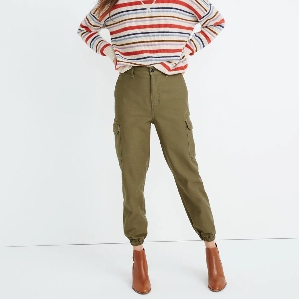 Madewell High-Rise Cargo Fatigue Pants with Jogger Bottom 27